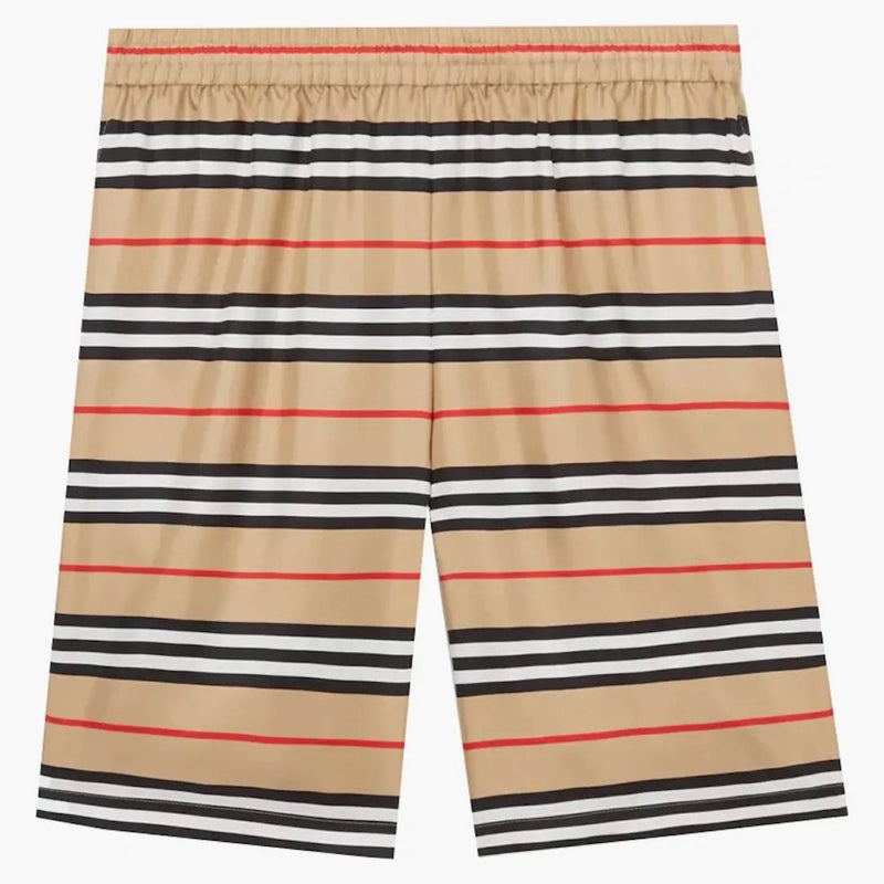 Supreme Burberry Logo Print Silk Twill Shorts Archive Beige
