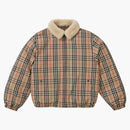 Supreme Burberry Shearling Collar Down Puffer Jacket Beige