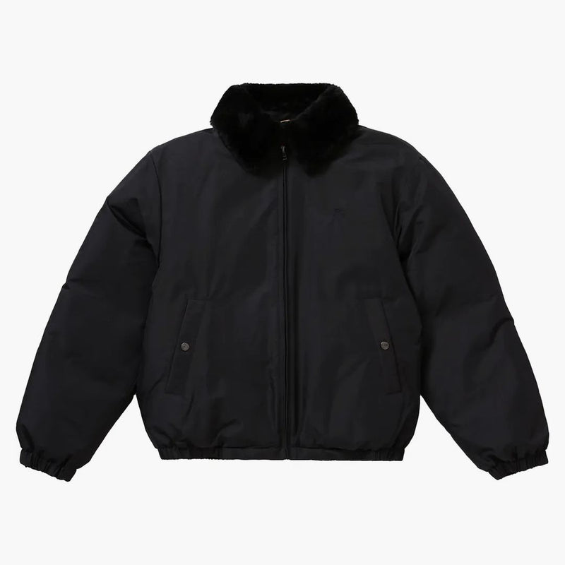 Supreme Burberry Shearling Collar Down Puffer Jacket Black