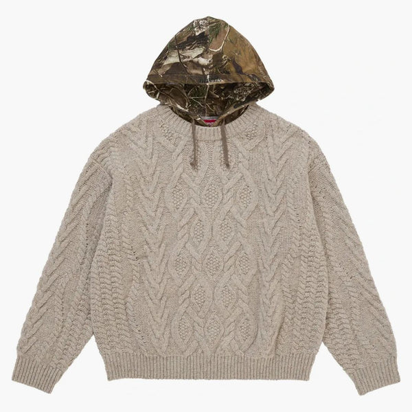 Supreme Cable Hooded Sweater Oatmeal