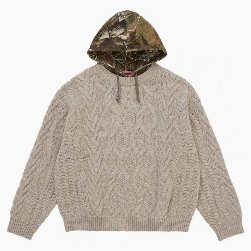 Supreme Cable Hooded Sweater Oatmeal
