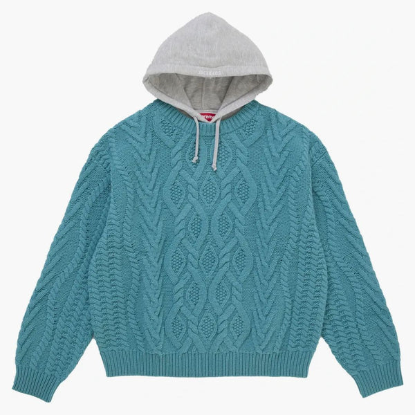 Supreme Cable Hooded Sweater Teal
