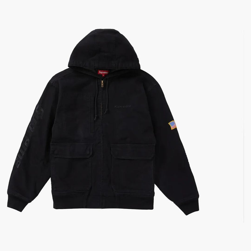 Supreme Canvas Hooded Work Jacket Black