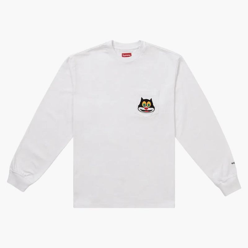 Supreme Cat L/s Pocket Tee White