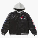 Supreme Champion Hooded Satin Varsity Jacket Black