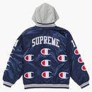 Nejvyšší šampion kapuce satén varsity bunda námořnictvo