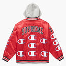 Supreme Champion Hooded Satin Varsity Jacket Red