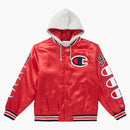 Supreme Champion Hooded Satin Varsity Jacket Red