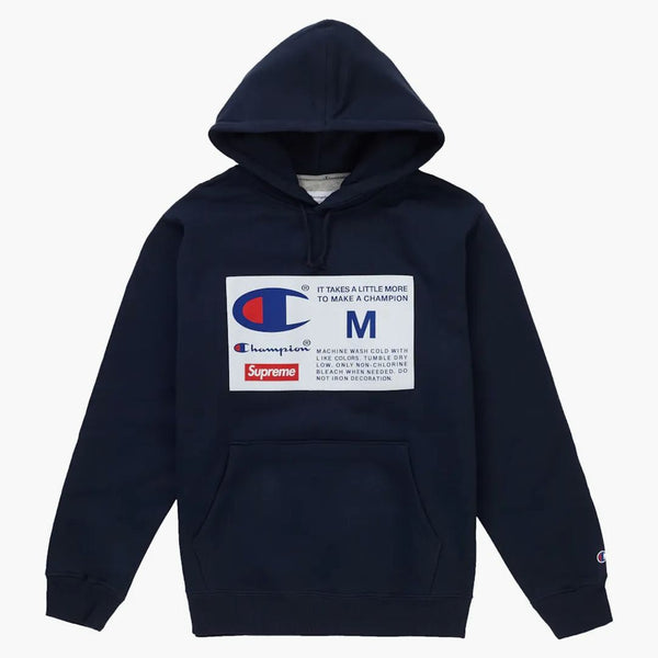 Supreme Champion Label Hooded Mikina námořnictva