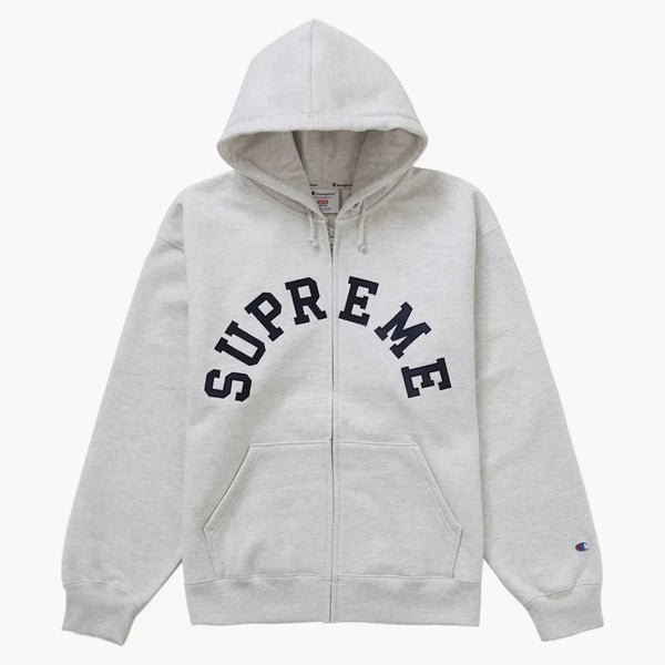 Supreme Champion Zip Up Hooded Sweatshirt Ash Grey