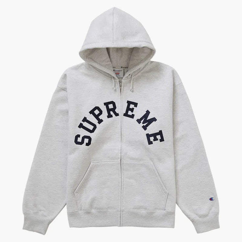 Supreme Champion Zip Up Hooded Sweatshirt Ash Grey
