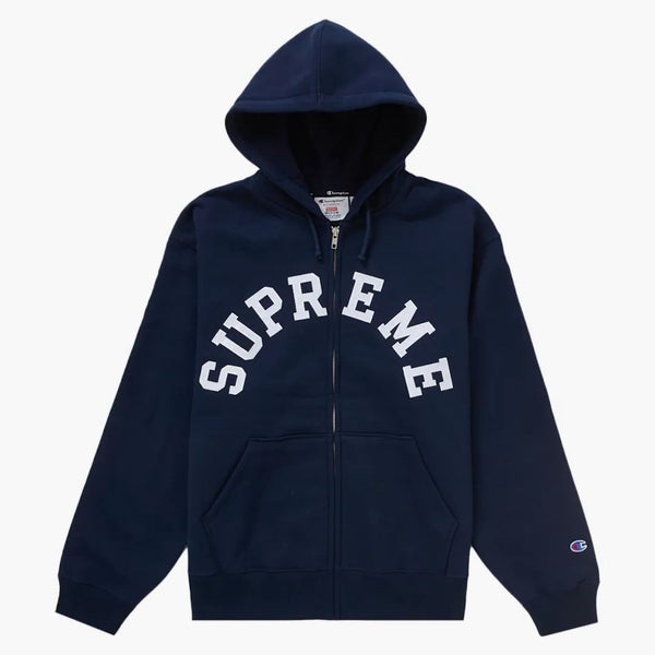 Supreme Champion Zip Up Hooded Sweatshirt Navy