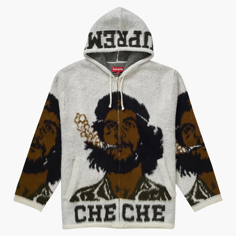 Supreme che hooded zip up tröja vit