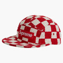 Supreme Checkerboard Boucle Camp Cap Red