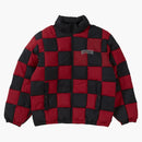 Supreme Checkerboard Puffy Jacket Dark Red