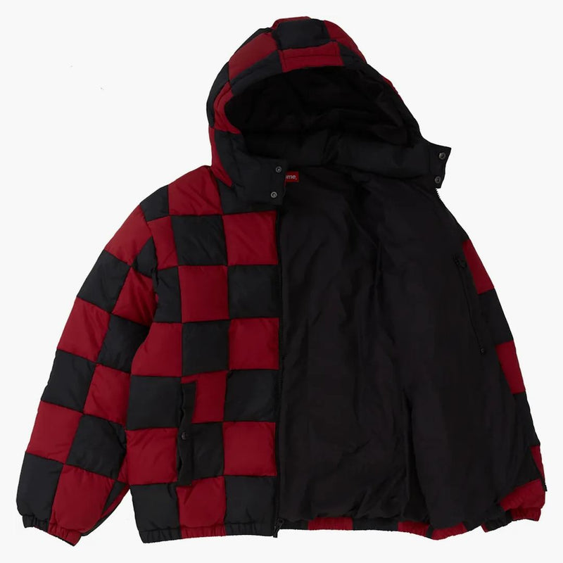 Checkerboard Suprem Puffy Jachetă roșu închis