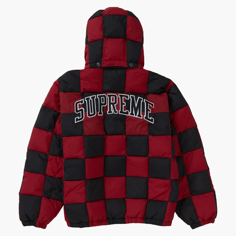 Checkerboard Suprem Puffy Jachetă roșu închis