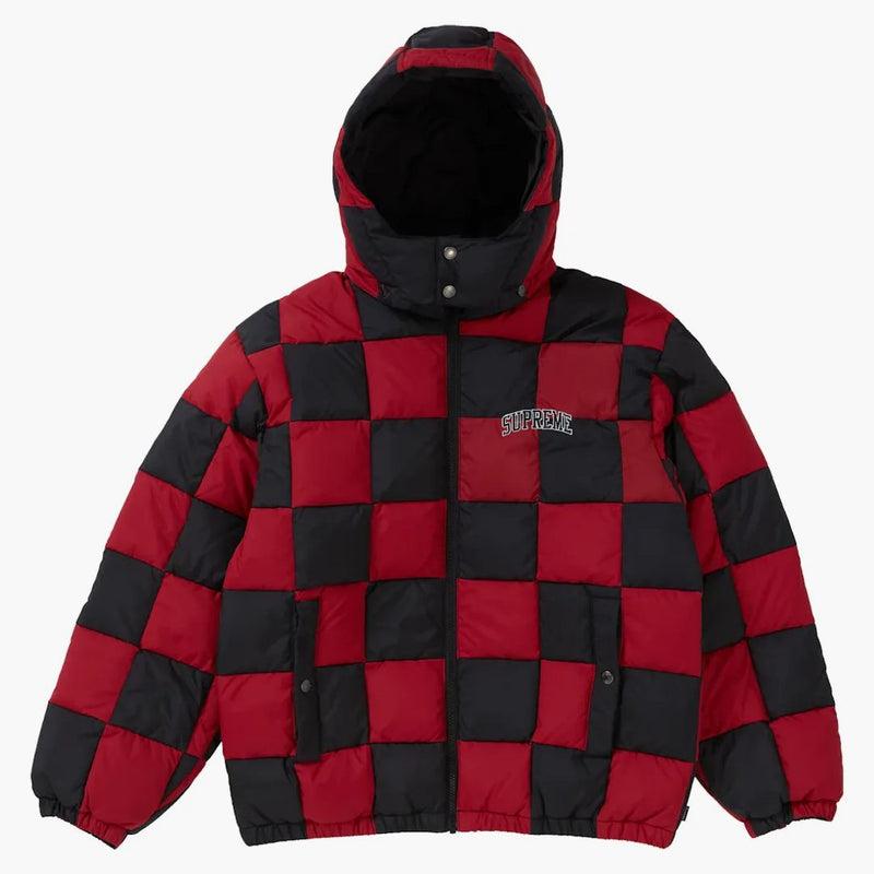 Checkerboard Suprem Puffy Jachetă roșu închis