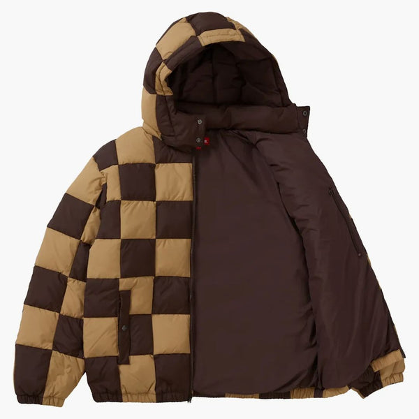 Supreme Checkerboard Chaqueta hinchada Tan