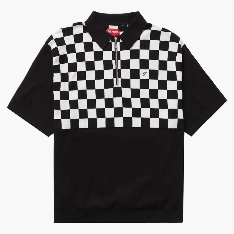 Supreme Checkerboard Zip Polo Black