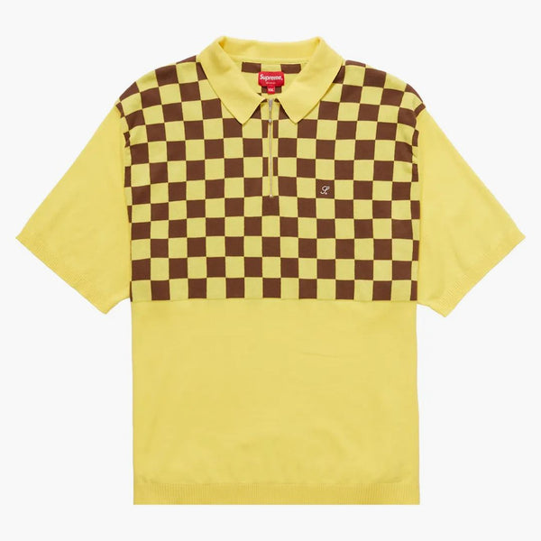 Supreme Checkerboard Zip Polo Yellow