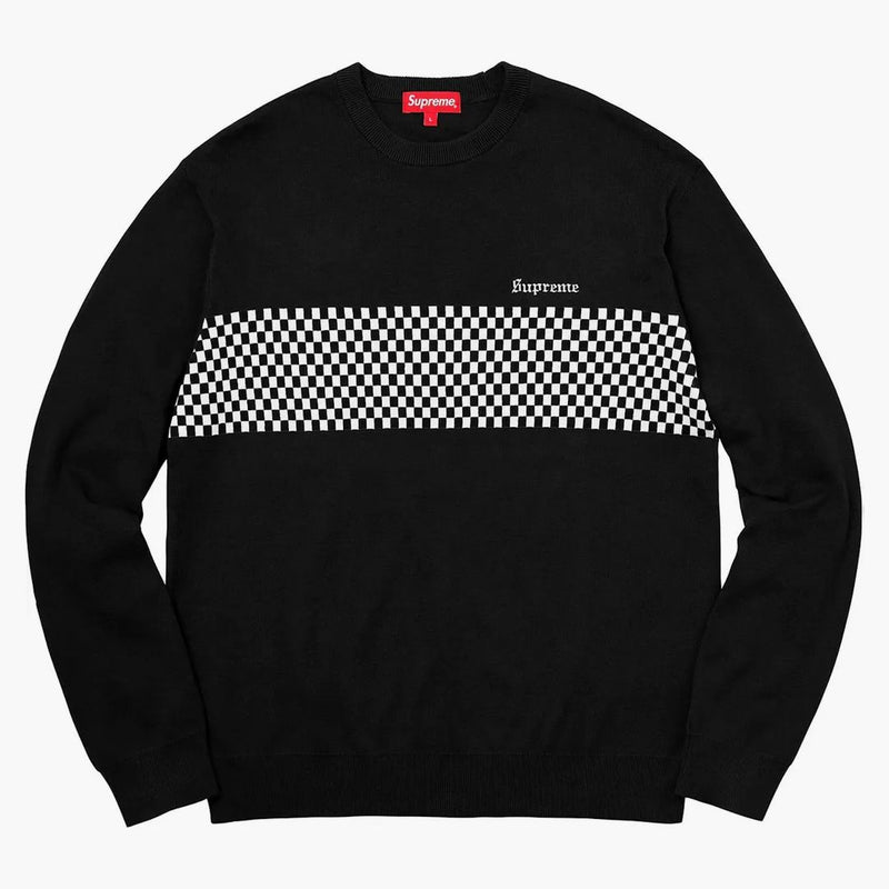 Högsta kontrollerade panelen crewneck tröja svart