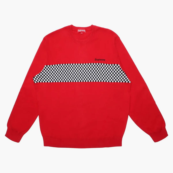 Supreme Checked Panel Crewneck tröja röd