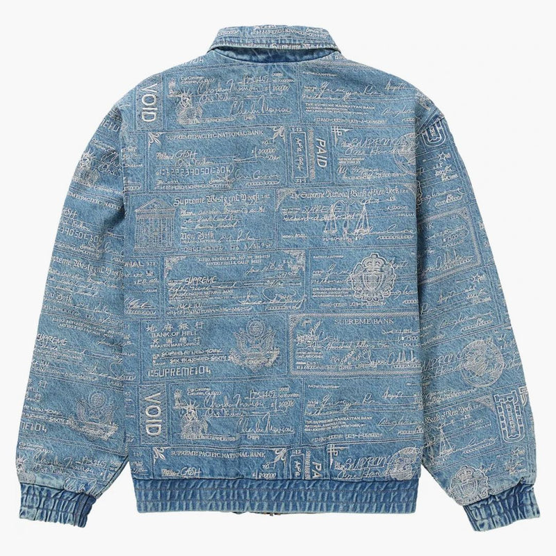 Högsta kontroller broderad denimjacka blå