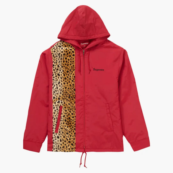 Supreme Cheetah Hooded Station Jacket Red