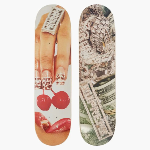 Set rosso/verde supremo ciliegie e skateboard bling rosso/verde
