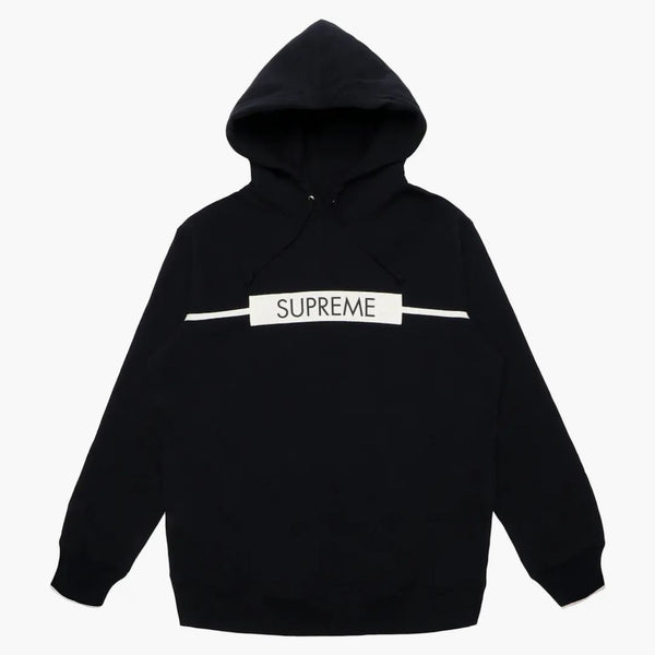 Supreme Chest Twill Tape Hooded Sweatshirt Black