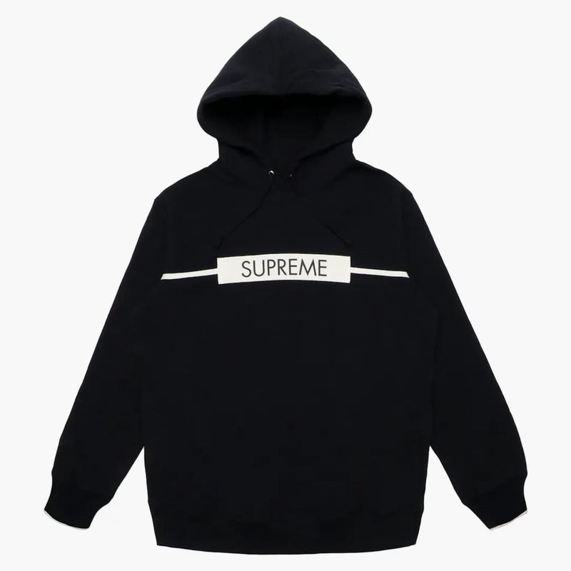 Supreme Chest Twill Tape Hooded Sweatshirt Black