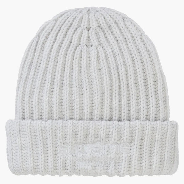 Supreme Chunky Rib Classic Logo Beanie White