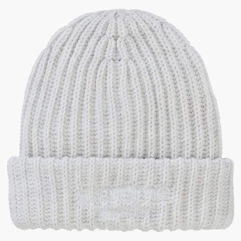 Supreme Chunky Rib Classic Logo Beanie White