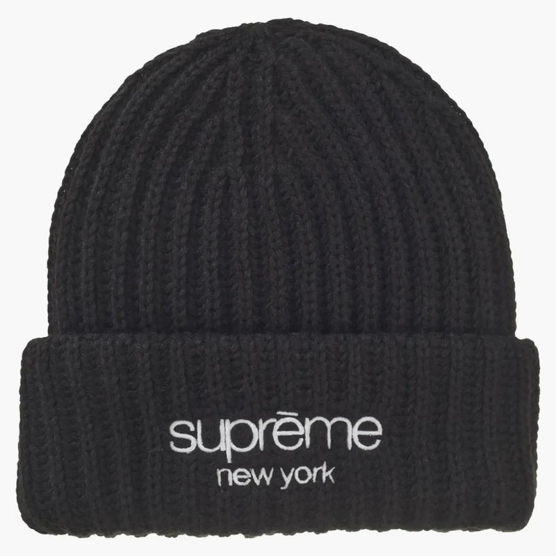 Nejvyšší klasické logo Chunky Ribbed Beanie (FW24) Černá