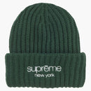 Supreme Classic Logo Chunky Ribbed Beanie (FW24) Tmavě zelená
