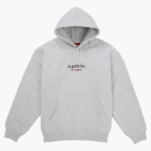 Supreme Classic Logo Los Angeles Shop Hooded Sweatshirt Heather Grey
