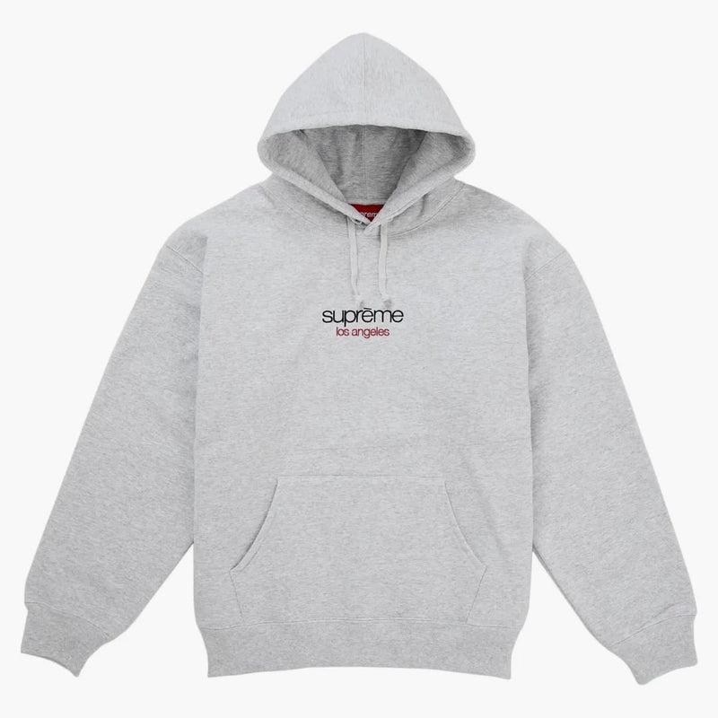 Supreme Classic Logo Los Angeles Shop Hooded Sweatshirt Heather Grey