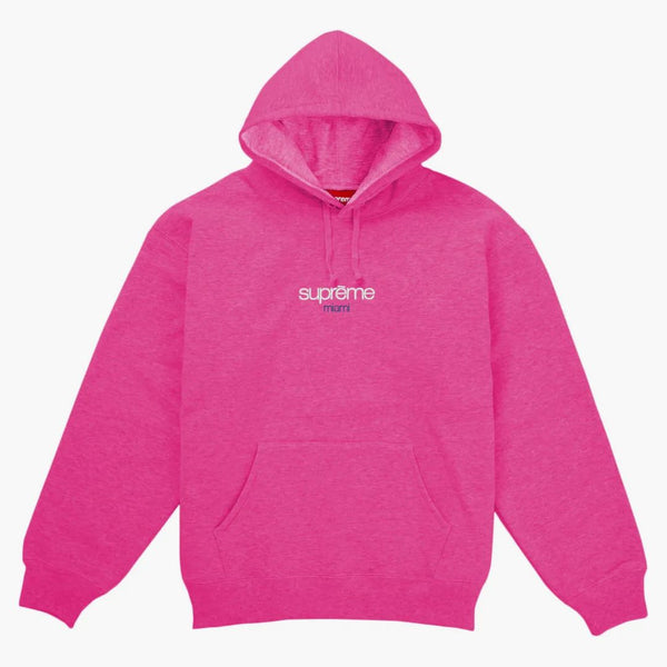Supreme Classic Logo Miami Shop Hooded Sweatshirt Pink