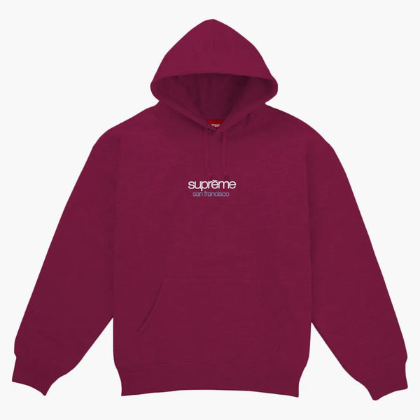 Supreme Classic Logo Shop Hooded Sweatshirt Red