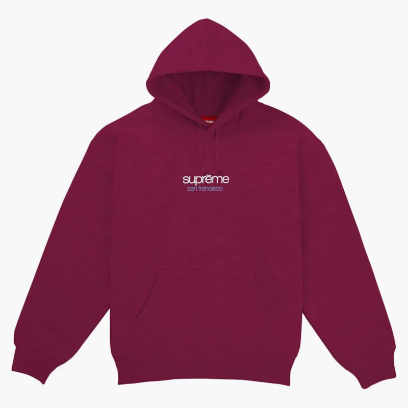 Supreme Classic Logo Shop Hooded Sweatshirt Red