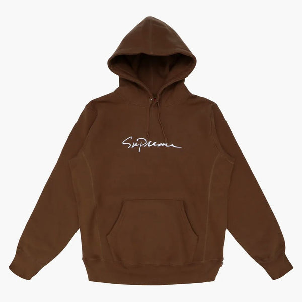 Supreme Classic Script Hooded Sweatshirt Brown