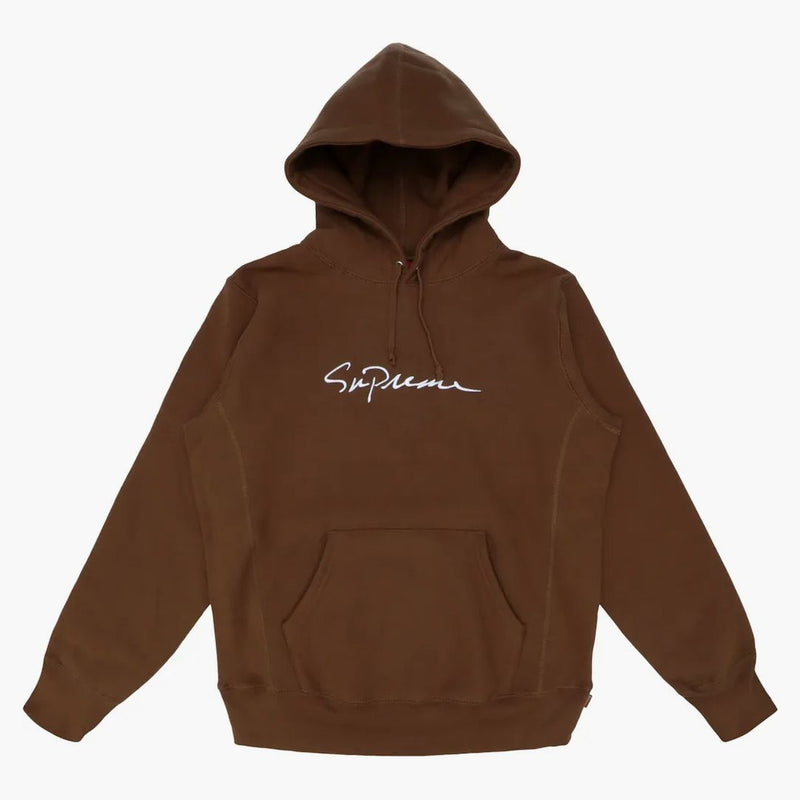 Supreme Classic Script Hooded Sweatshirt Brown