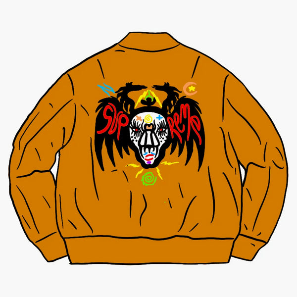 Supreme Clayton Patterson Skulls Embroidered Velvet Ma-1 Gold