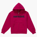 Supreme Collegiate Applique Zip Up Hooded Sweatshirt Fuchsia