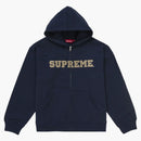 Supreme Collegiate Applique Zip Up Hooded Sweatshirt Navy
