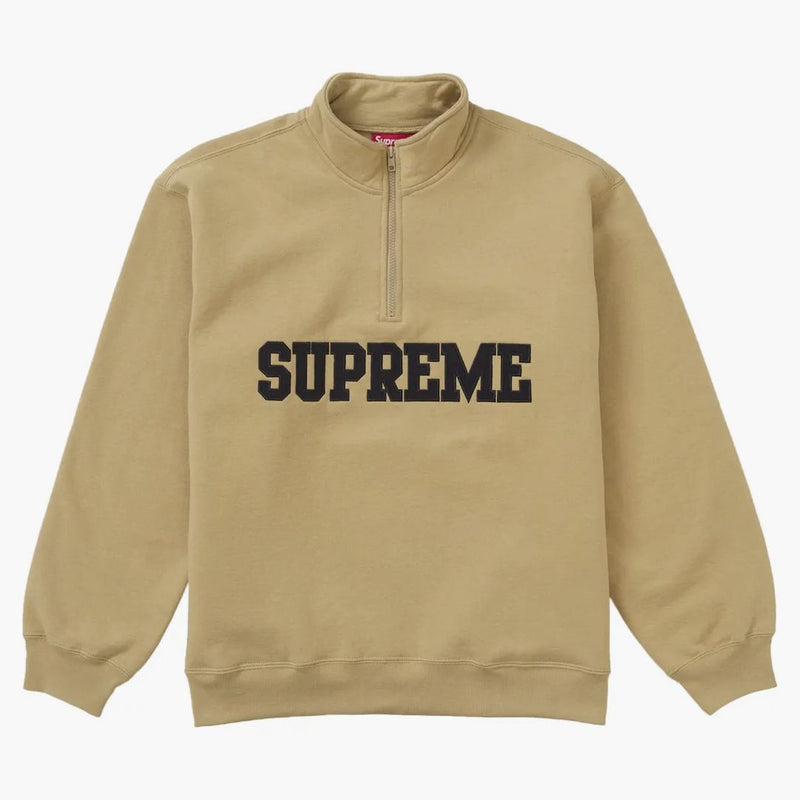 Supreme Collegiate Half Zip Pullver Dark Tan