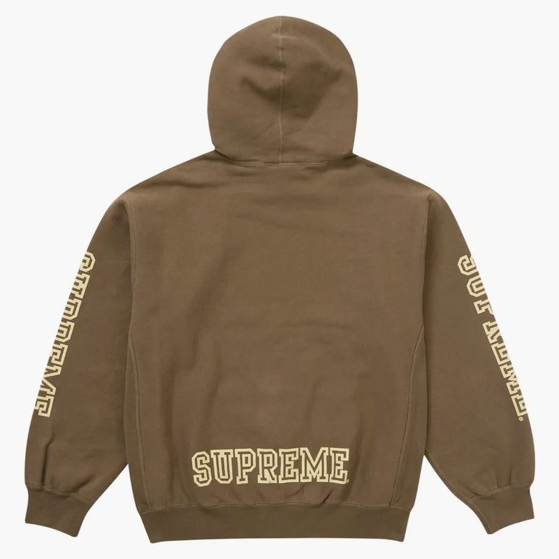 Suprema Collegiate Sleeve Felpa con cappuccio Oliva Brown