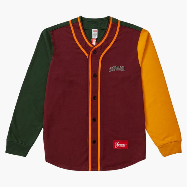 Supreme Color Blocked Baseball Top Burgundy