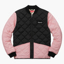 Supreme color blocked quilted jacket pink